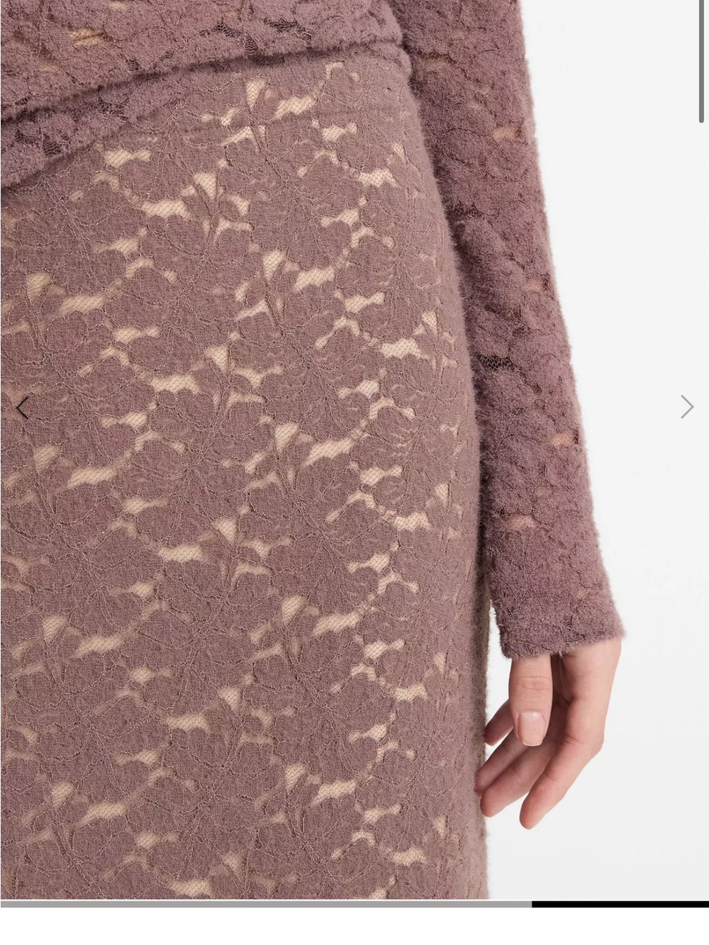 Vince Mauve Lace-Look Midi Skirt